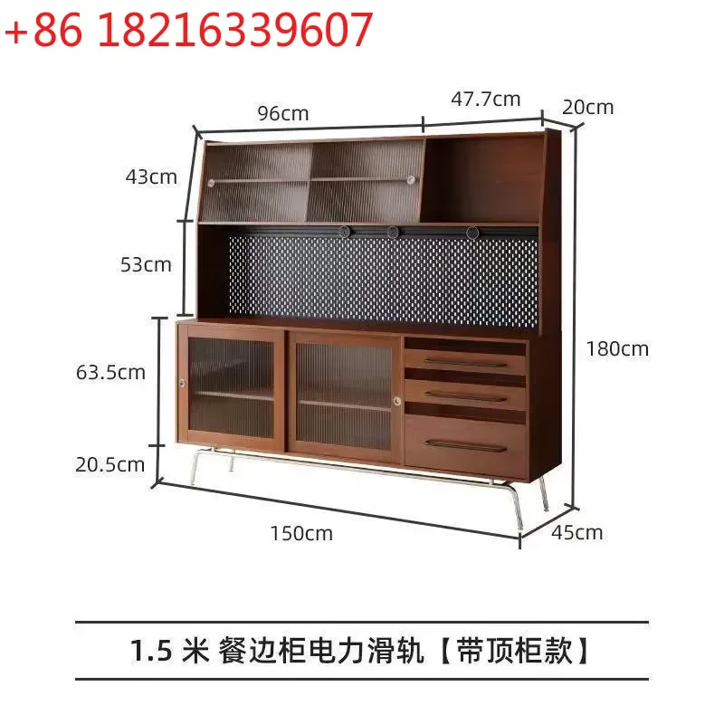 YAORetro Solid Wood Dining Side Cabinet Simple Storage Unit Living Room Wall Mounted Glass Door Wine Cabinet for Entryway
