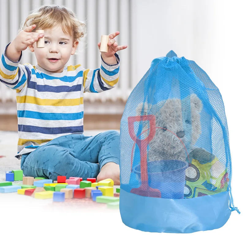 Borsa portaoggetti da spiaggia, zaino da viaggio multifunzionale in rete di grande capacità, borsa portaoggetti per giocattoli fondi