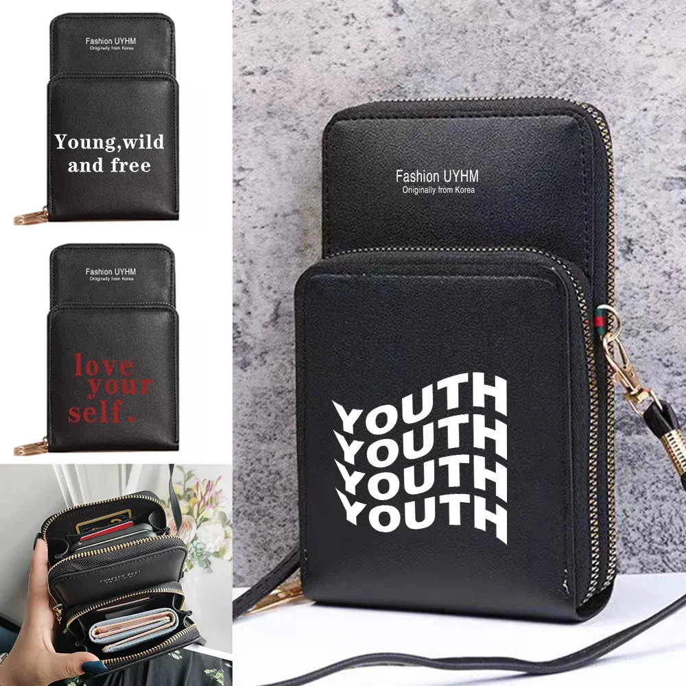 Universal Mobile Phone Shoulder Bags For Samsung/apple/Huawei Touch Screen Cell Case Crossbody Purse Walls Printed Women Handbag