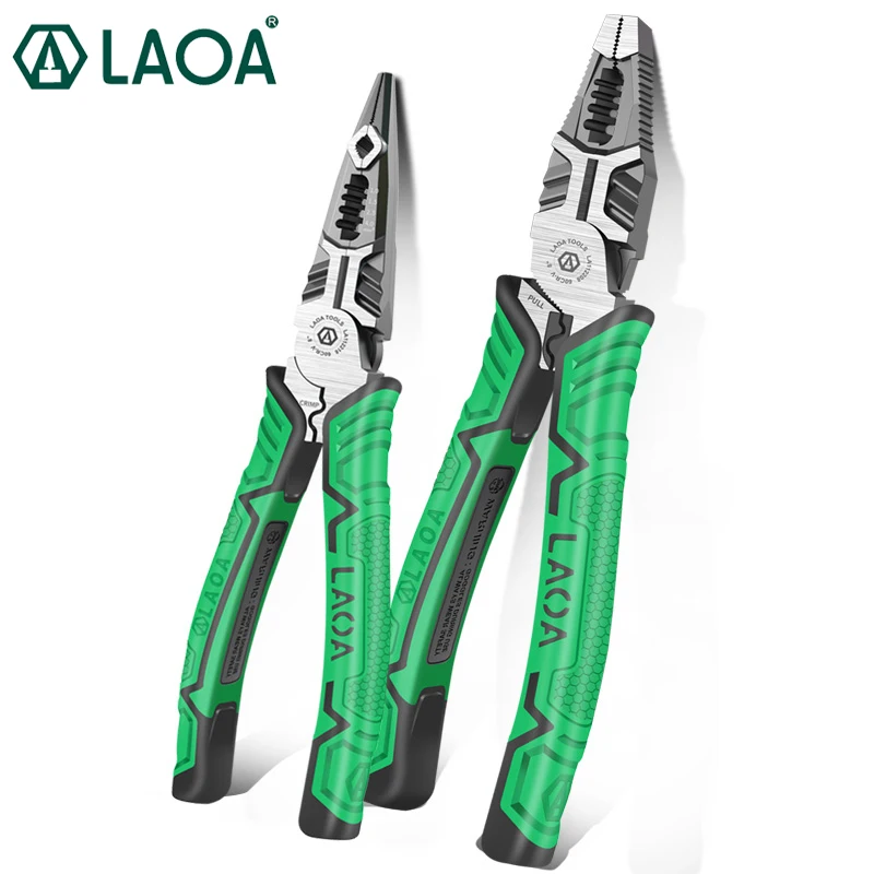 Laoa 8Inch Multifunctionele Naaldneus Elektricien Snijtang Draadstrip Terminal Krimphandgereedschap