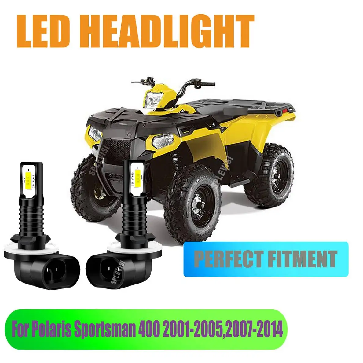 

LED White Headlight Bulbs -Mini size & Saving installation time For Polaris Sportsman 400 2001-2005,2007-2014