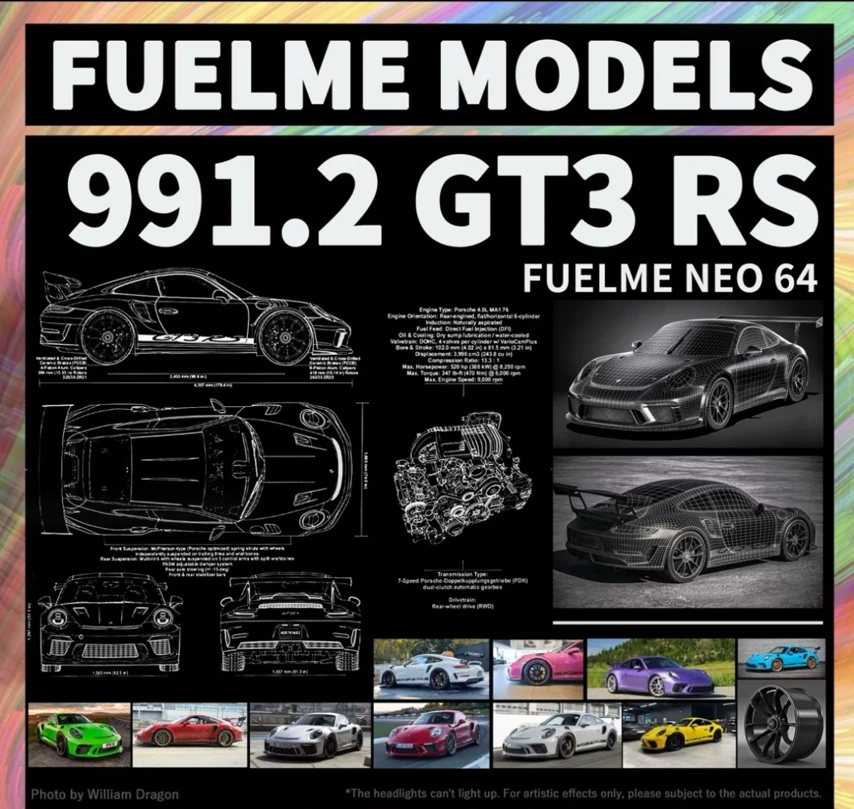 Fuelme 1:64 GT3 RS 911.2 series new limited edition resin simulation car models decorate children's gifts