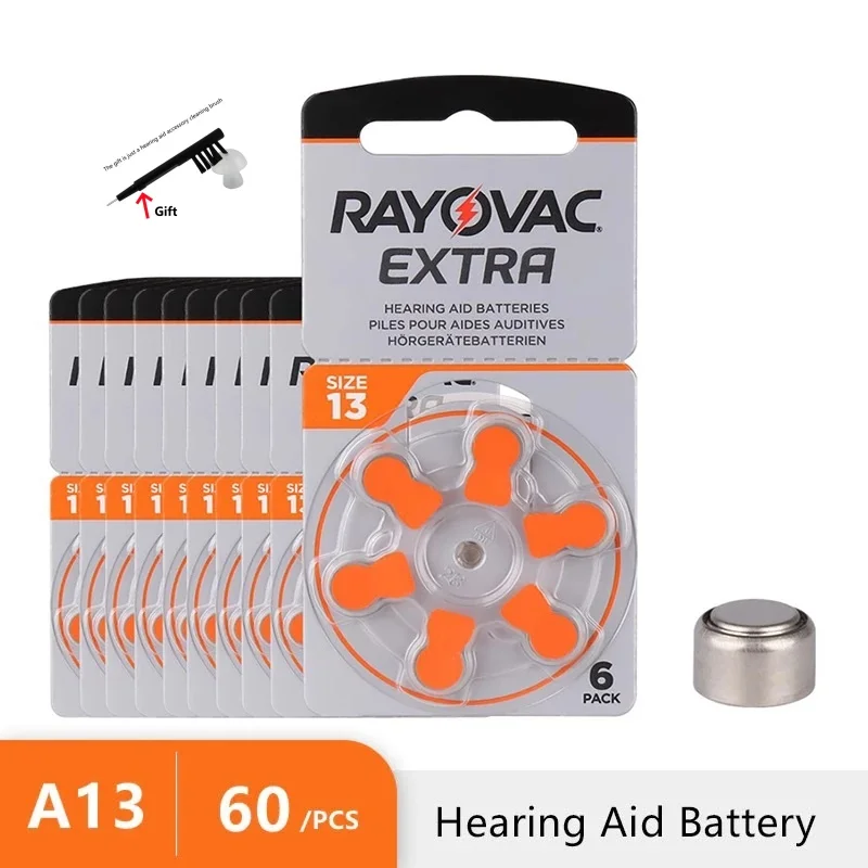 

60PCS Hearing Aid Batteries A13 13A 13 P13 PR48 RAYOVAC 1.45V EXTRA Zinc Air Performance Hearing Aid Battery A13