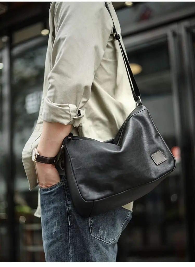 

New Men's Genuine Leather Bag - Large Capacity Soft Cowhide Casual Backpack for Commuting, Single-Shoulder Crossbody Bag