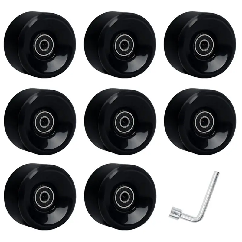 ¡bajada-de-precio-【para-patines-de-doble-fila-y-monopatin】8-ruedas-de-pu-negras-de-65x36-mm-78a-con-rodamientos-abec-9-accesorios