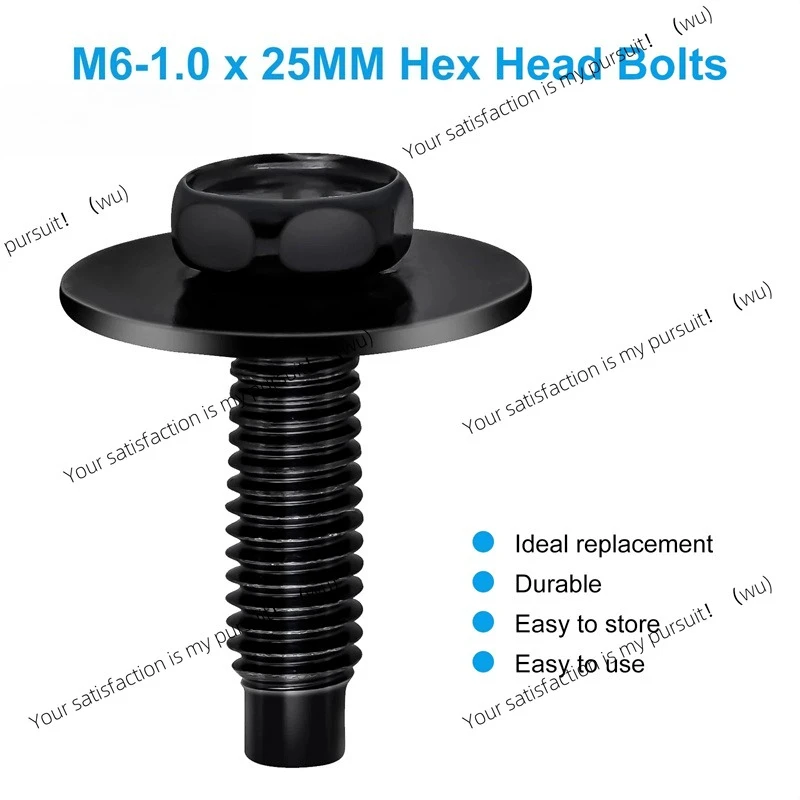50 Pieces M6-1.0 Hex Head Body, Fender M6 Bolts, Hex Bolts, 10mm Bolts, 20mm Washers