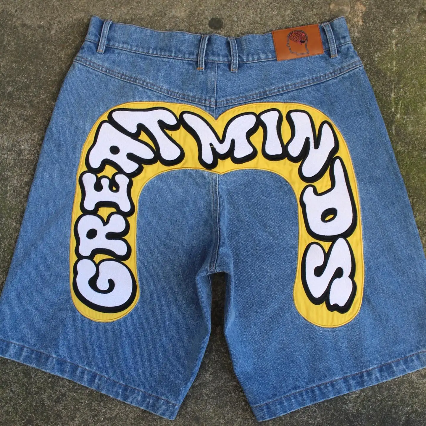 Calça jeans curta com impressão de letras masculina, calça jeans, moletom de casal, shorts, streetwear, roupas vintage, casual, Harajuku, Y2K