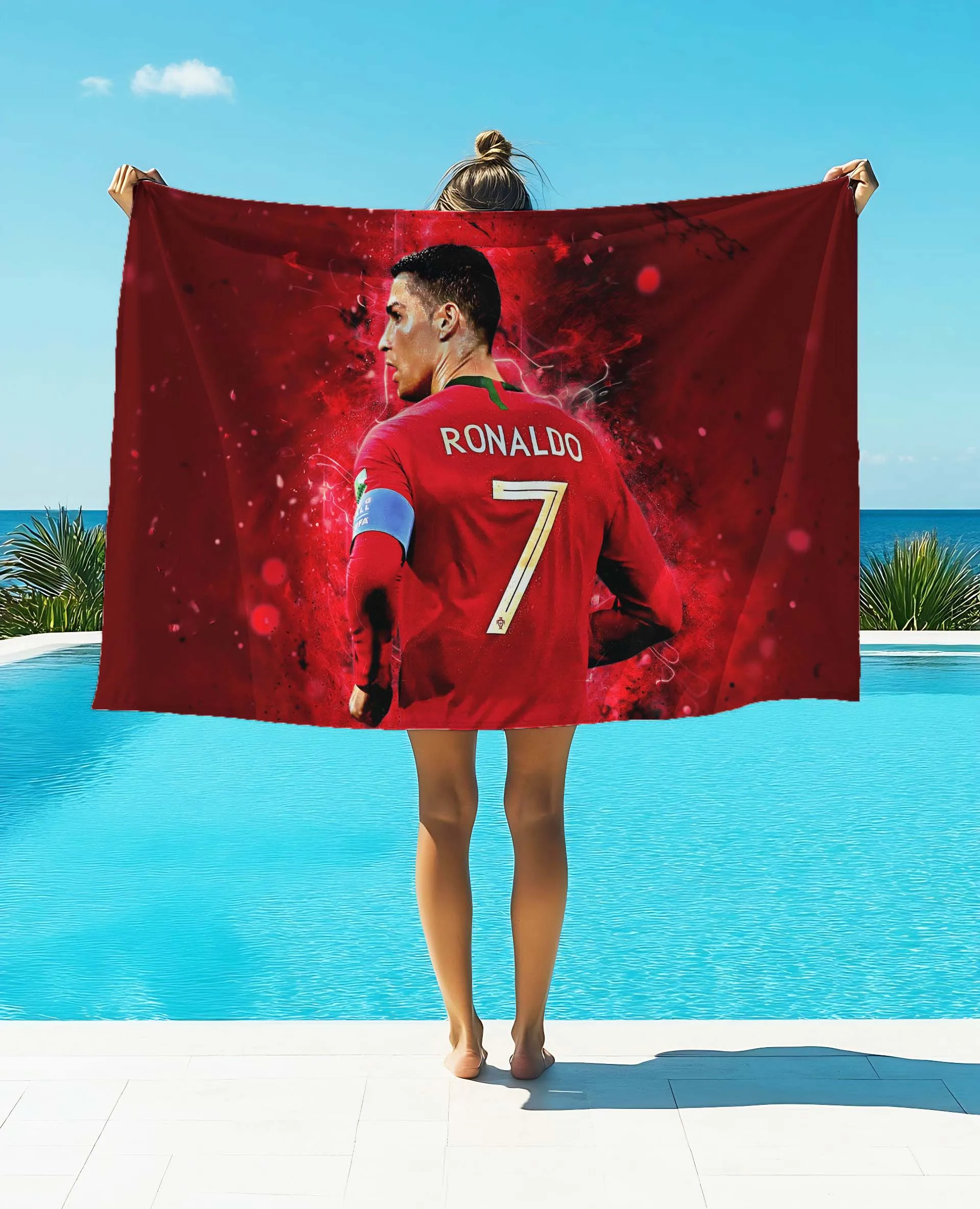 

3D-принт Football Star CR7 Мягкое полотенце с принтом Фланелевое полотенце Быстросохнущее двустороннее детское большое пляжное полотенце для ванны и бассейна