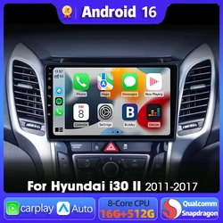 Android 16 Car Radio GPS Navigation Multimedia Player For Hyundai i30 Grand Elantra Grant 2011 - 2017 video Stereo Carplay Auto
