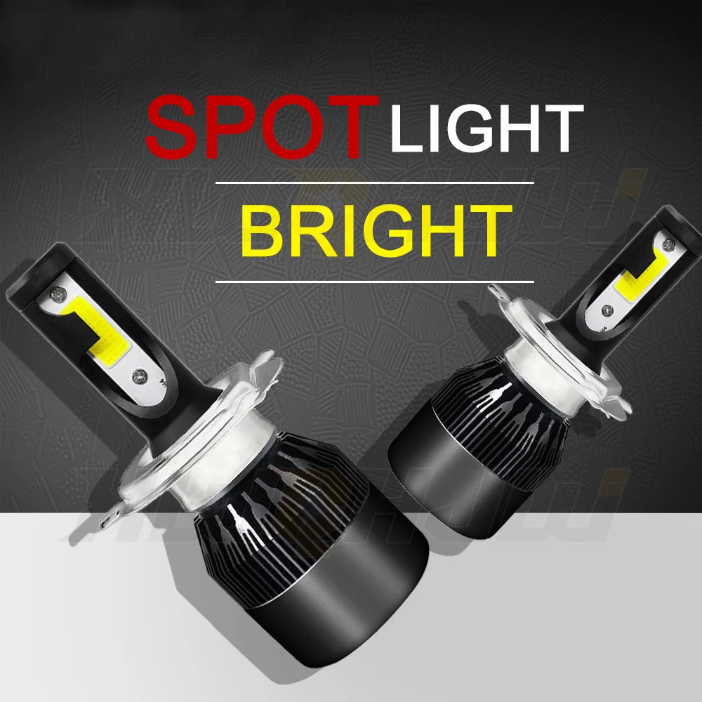 

XWQHJW 2PCS Car lights H4 Super Bright LED Headlights High Low Beam Fog Light Bulb White 6000K Minisize Car accsesories