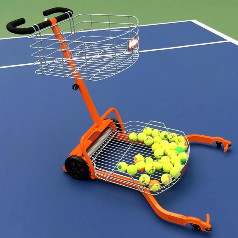 

Aluminium Automatic Ball Receiver Tennis Ball Collector Machine Training Orange Steel Court Pick Up Hand Push