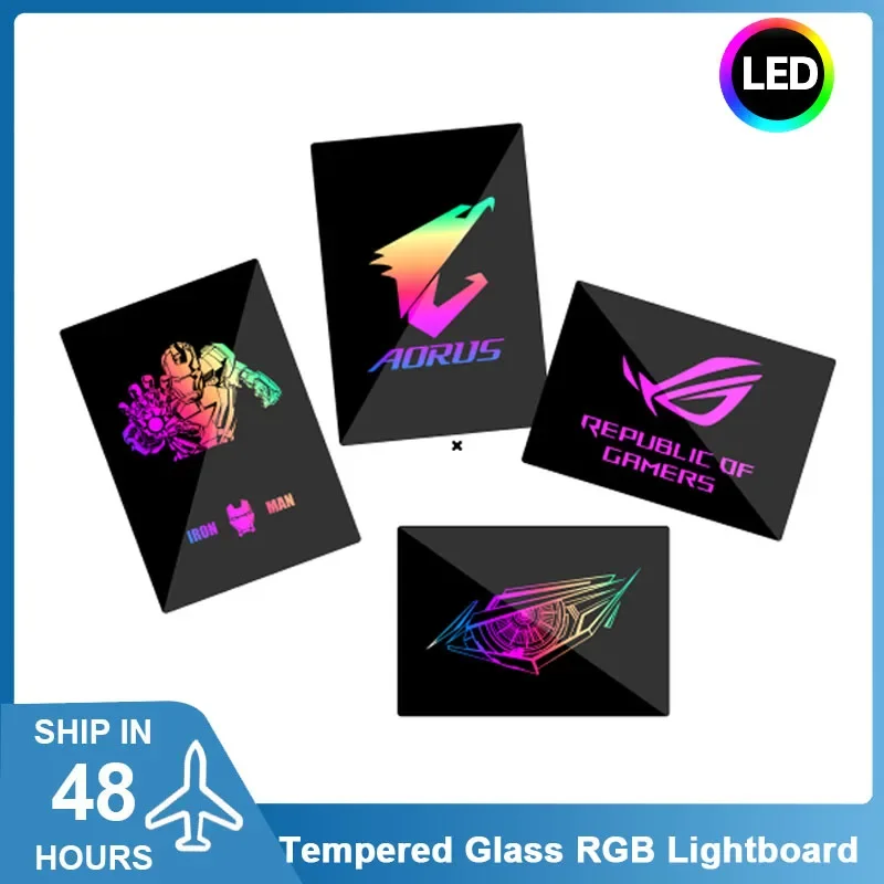 

MOD Computer Case Lighting Panel,5V/12V AURA SYNC RGB Nameplate ROG SSD Backplate Cover Tempered Glass Gaming Cabinet Lightboard