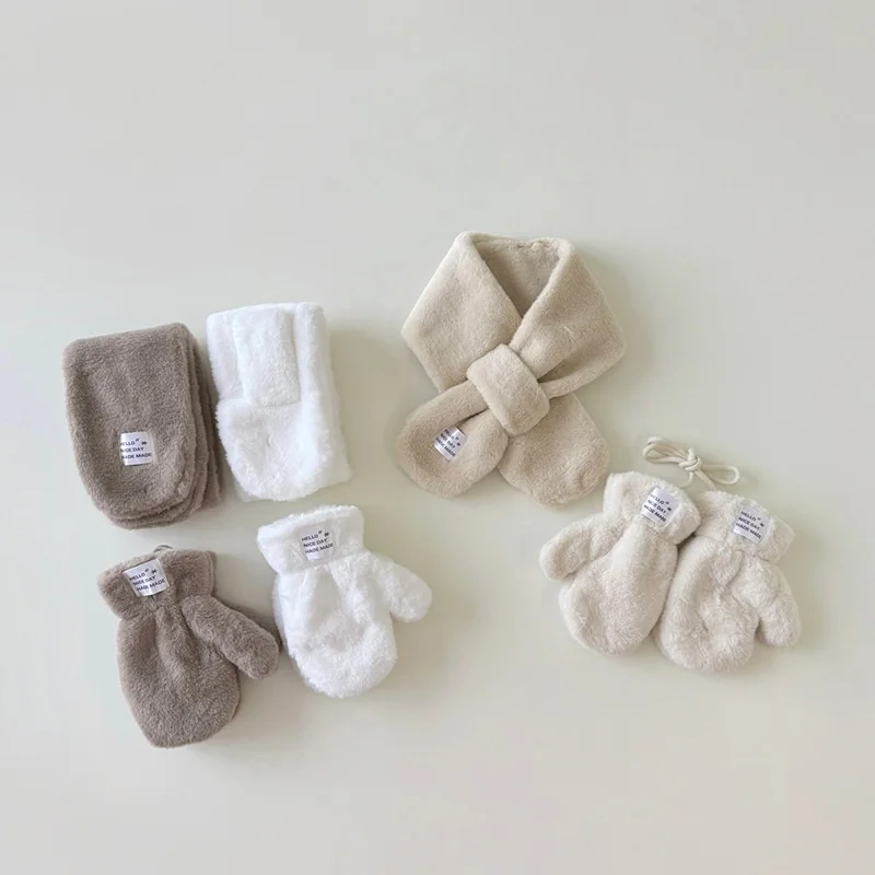 Kids Winter Glove Korean Style White Series Baby Mittens for Newborn Thicken Rabbit Plush Warm Accessories Hot