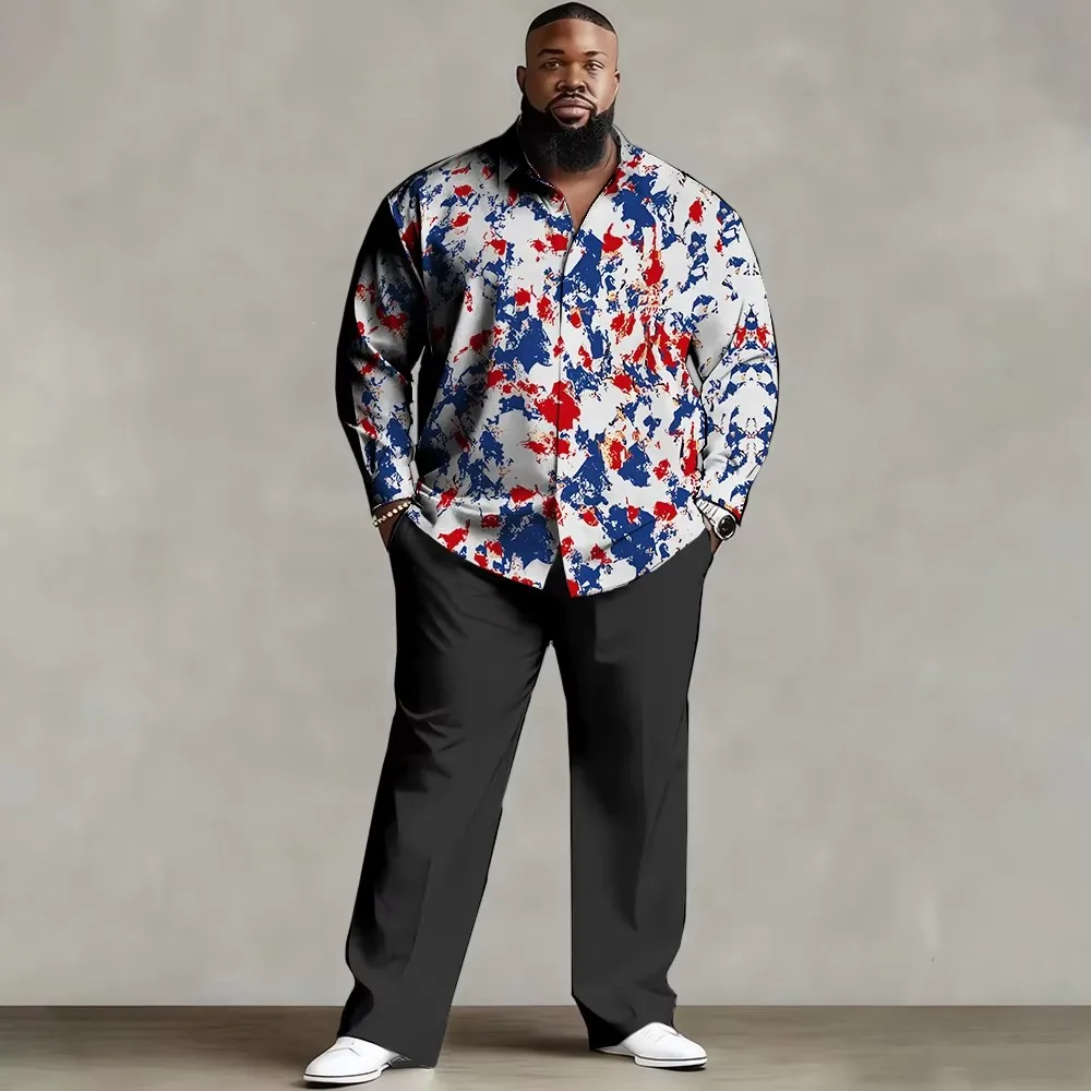 Ropa Hombres Conjuntos Men's Oversized Vintage Floral Patchwork Long Sleeve Shirt 2027 Pants Two-Piece Casual Daily Outfit