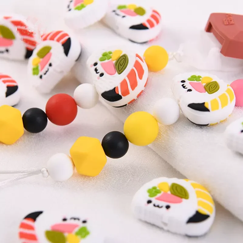 60Pcs 3D Silicone Beads Food Grade Cartoon Focal Beads For Jewelry Making DIY Pen KeyChain Accessories Baby Silicone Beads
