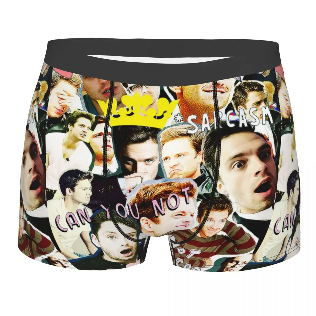 Printed Boxer Sebastian Stan Collage Actor Shorts Panties Briefs Men Underwear Polyester Underpants for Male S-XXL