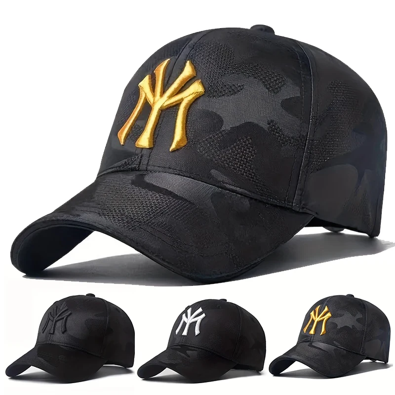 Unisex Letter Embroidery Camouflage Baseball Caps Spring and Autumn Outdoor Adjustable Casual Hats Sunscreen Hat