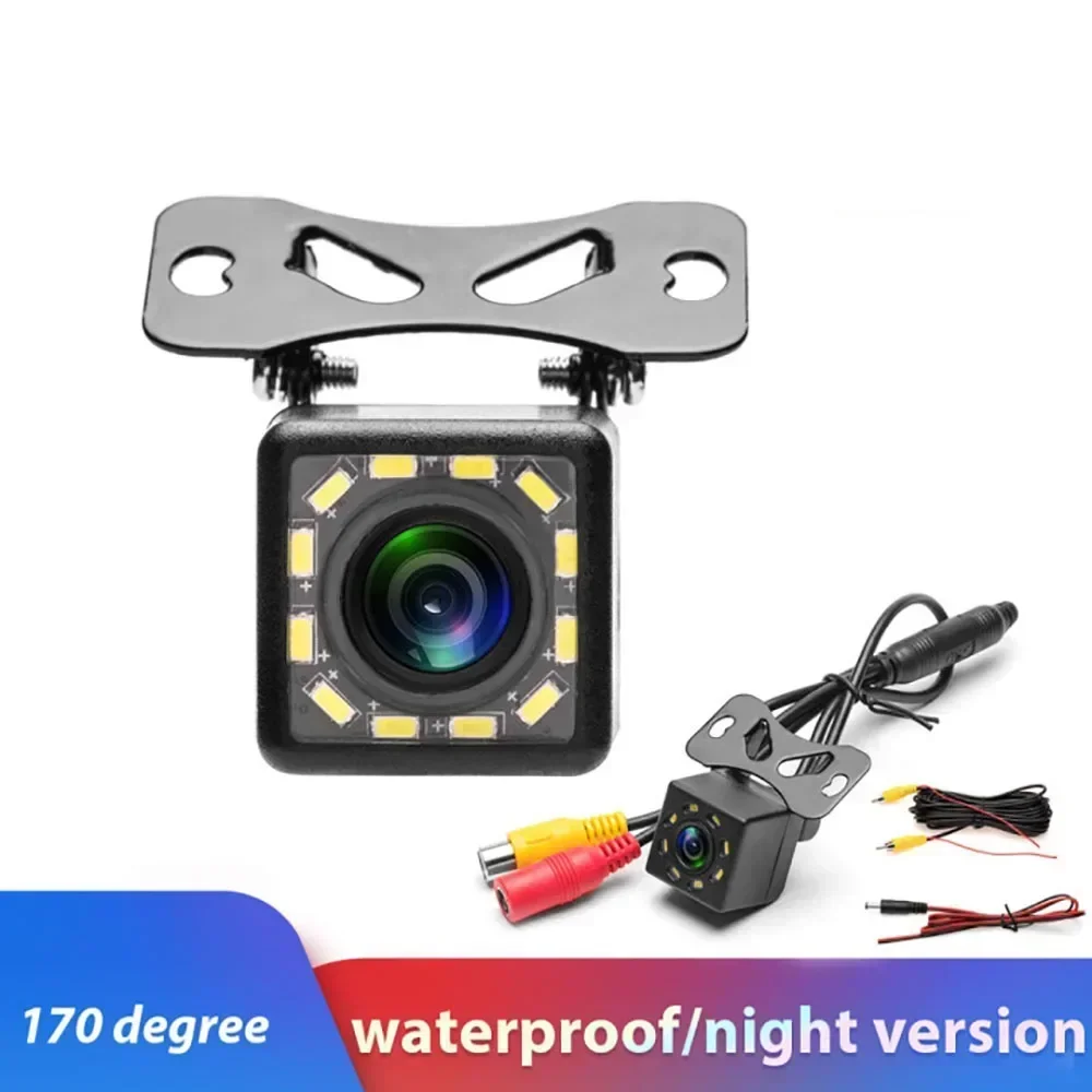 Car Rear View Camera Universal 8/12 LED Night Vision Backup Parking Reversing Camera Waterproof 170 Wide Angle HD Color Image