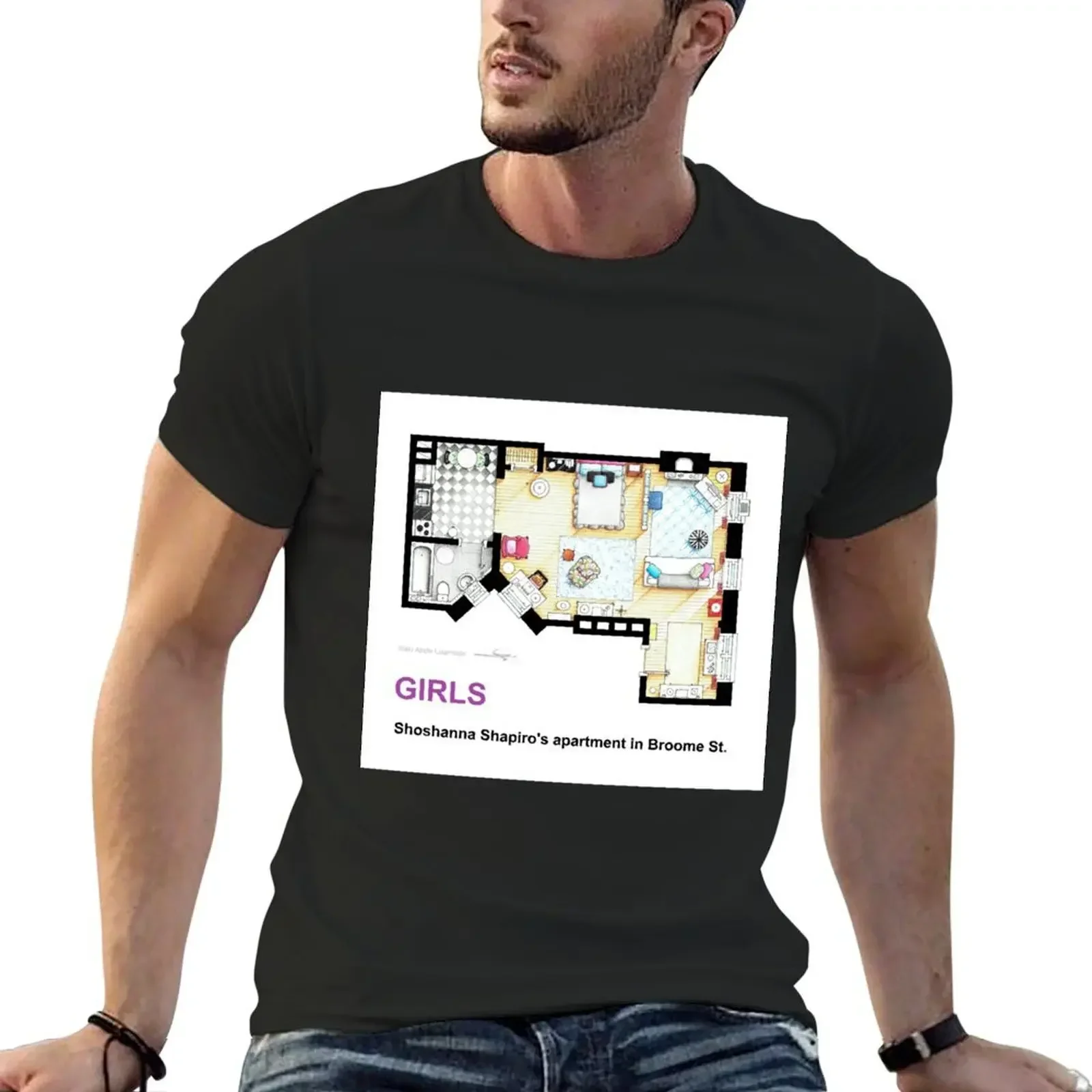 Floorplan of Shoshanna Shapiro's apartment from GIRLS T-Shirt customs rapper graphic tees anime stuff workout shirts for men