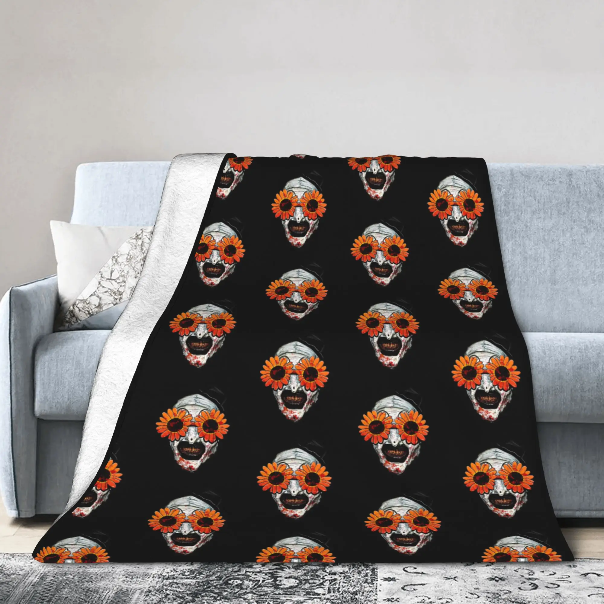Art The Clown Terrifier Flannel Blankets Horror Movie Customized Throw Blankets for  Sofa Bedding Lounge 200x150cm Rug Piece