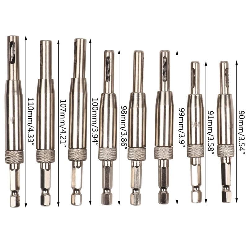 8Pcs Self Centering Drill Bits Set for Hinges Center Drill Bits Set Woodworking 517A