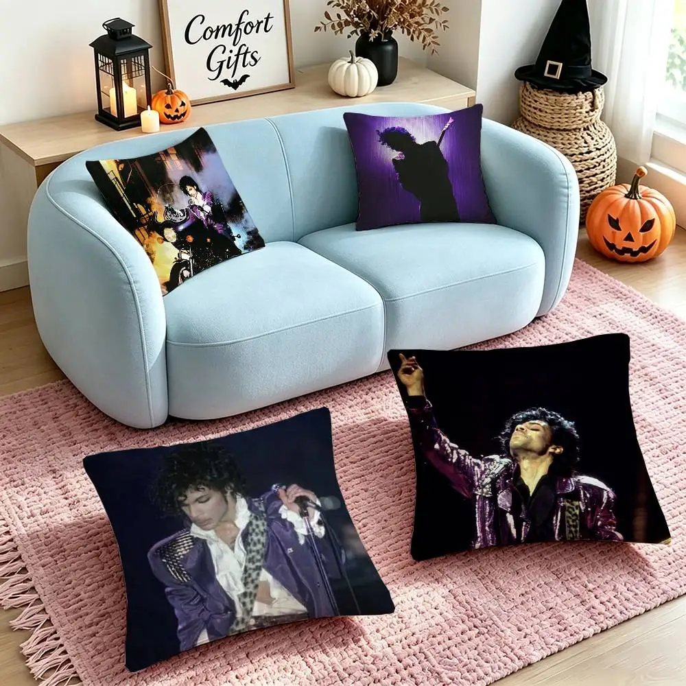 P-PRINCE Purple Rain Vintage Square Double-Sided printed Pillow Case Bedroom Bedside Pillow Sofa Cushion Cover