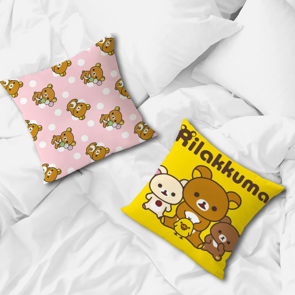 Cute R-Rilakkuma Comfortable Pillow Case  Cushion Cover Suitable for Home Living Room Sofa Room Decoration