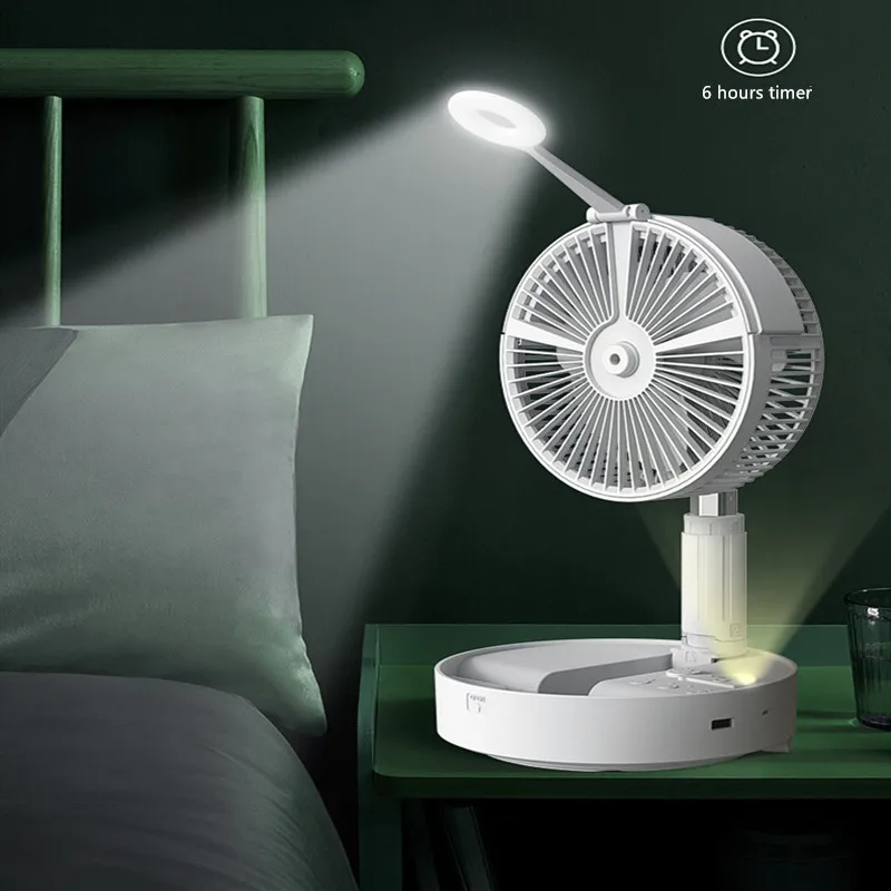 Máy Phun Sương Tạo Ẩm Phun Có Thể Gập Lại Kính Thiên Văn Quạt Di Động Lắc Đầu Quạt Đứng Điều Khiển Từ Xa Chiếu Sáng Quạt USB