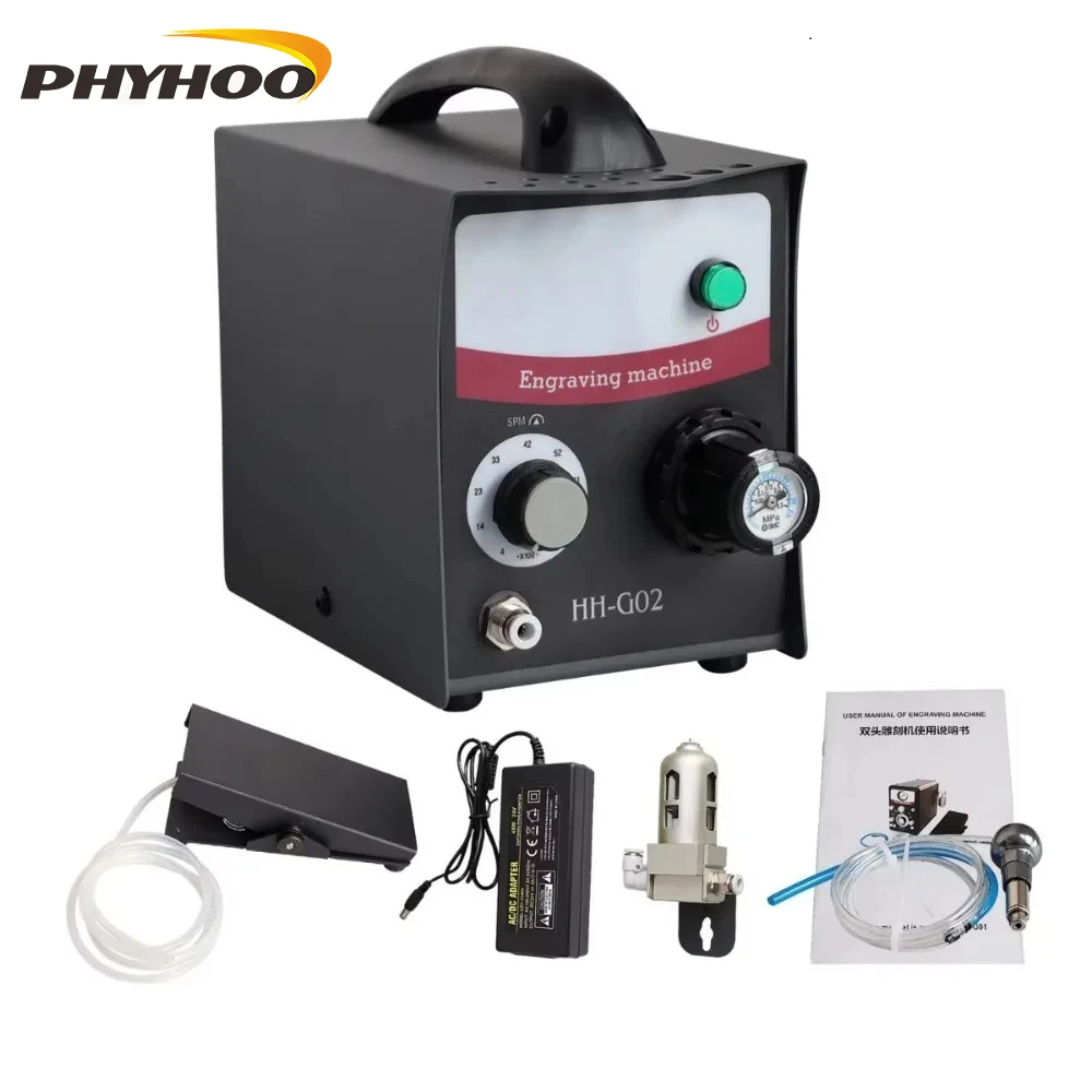 PHYHOO HH-G02 Compact Single Head Pneumatic Engraving Machine for Jewelry Marking and Detailing