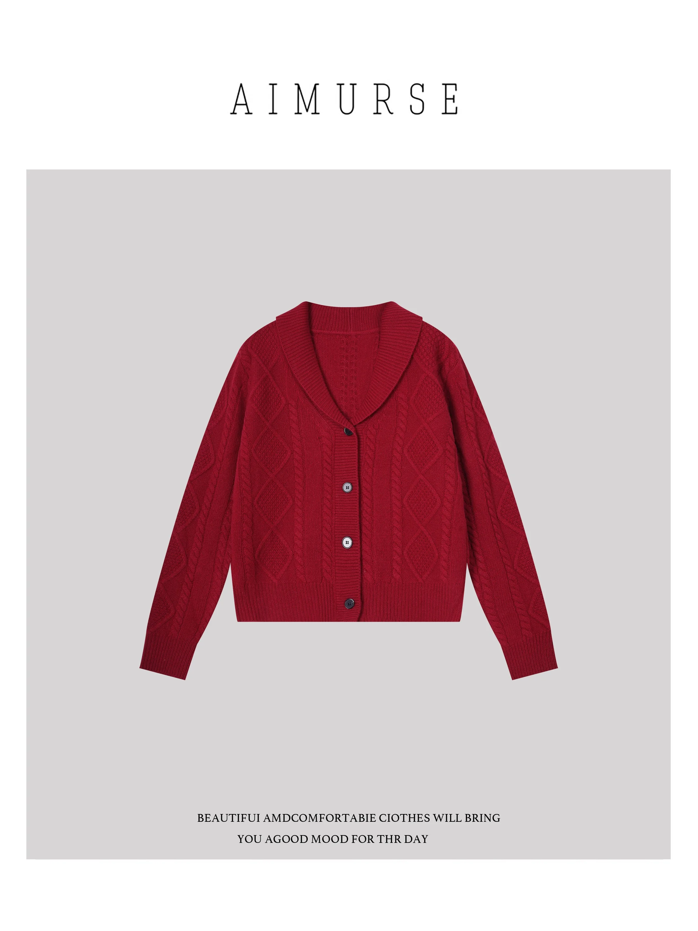 

Red Yearly Texture Knitwear Soft 00 Wool Versatile Aosphere Sweater Ciwalk Travel Commute op Daily Par Homewear