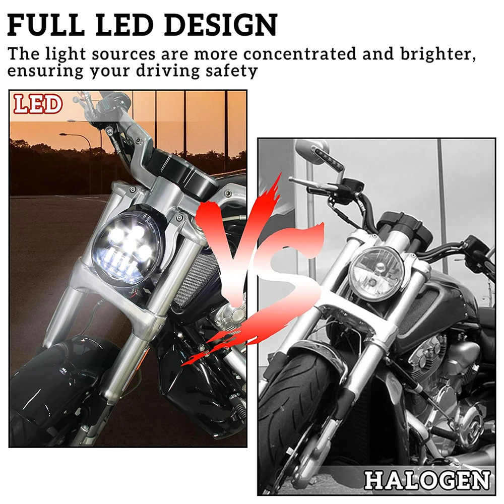 Motorcycle LED Headlight For Harley V Rod Muscle VRSCF VRSCR VRSC 2002-2017 60W V-Rod Street Night Rod LED Headlamp Hi/Lo Beam