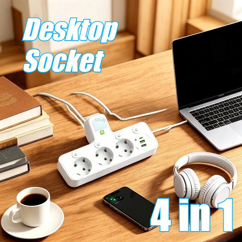 Multi-socket Power Strips Strip 3 Plugs USB Socket Electric Outlet Fast Charger Desktop Charging USB Electrical Adapter Socket