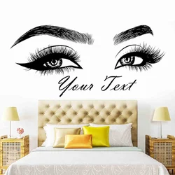 Eyelashes Brows Vinyl Sticker Beauty Salon Wall Decal, Personalized Text, Eyebrows,Eye Quote, Make Up, Custom Sticker 2154