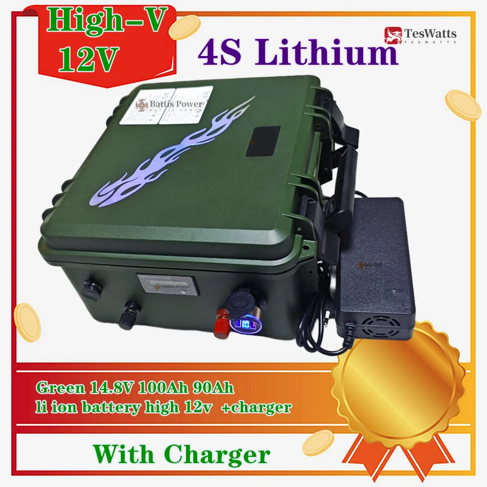 

Green 14.8V 100Ah 90Ah 70Ah 60Ah 50Ah li ion battery high 12v +charger