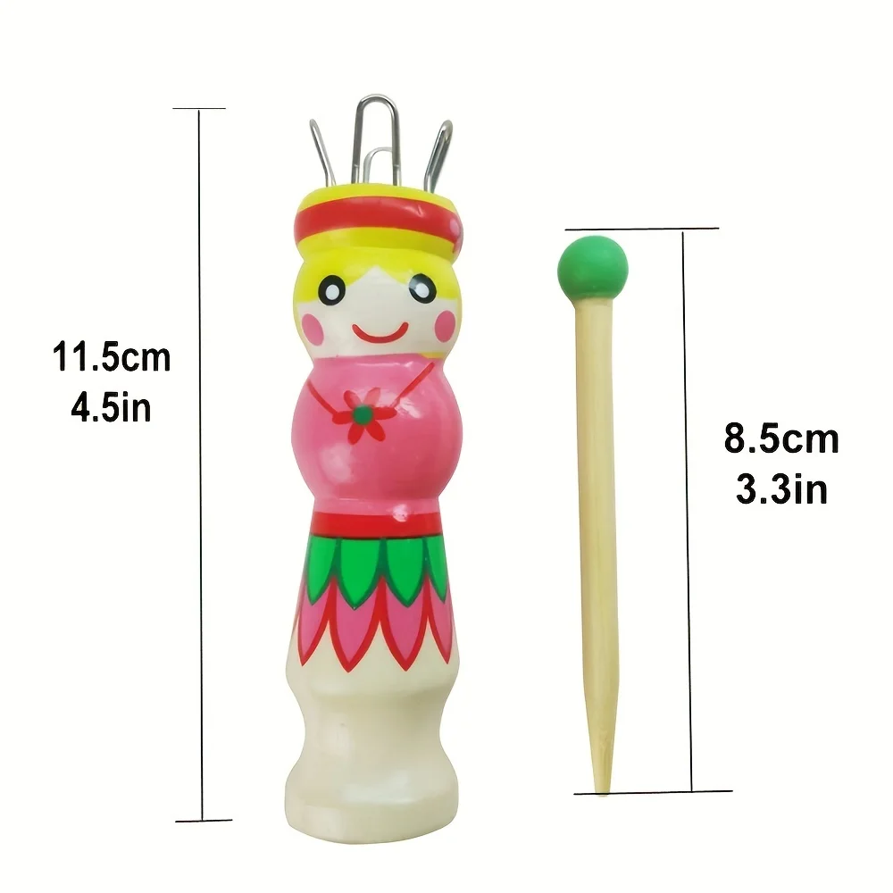 Wooden handmade doll knitting machine, knitting thread reel, wooden knitting tool, hand drawn rope weaving machine, DIY knitting view 3