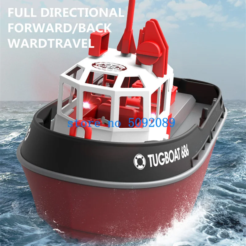 Wodoodporny elektryczny łódź holownicza RC o wydolnym designie, sterowanie wielokierunkowe 2.4G, mocny silnik, zdalnie sterowane łodzie ładunkowe.