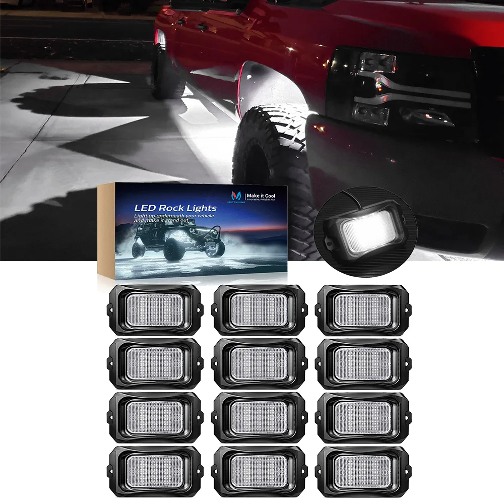 

Серия C2, 12 шт., одноцветная подсветка, дуговые белые светодиодные рок-фонари, водонепроницаемые для автомобилей, грузовиков, внедорожников, квадроциклов, UTV и лодок