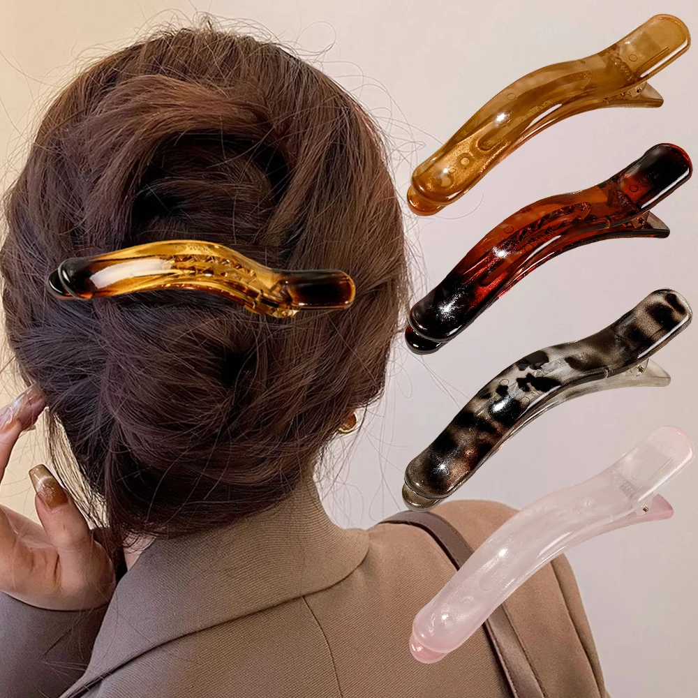 Neue Acryl Entenschnabel Haar Krallen Haarspangen Bogen Einfarbig Haar Clips Mode Frauen Haarnadel Pferdeschwanz Haar Zubehör Kopfbedeckungen