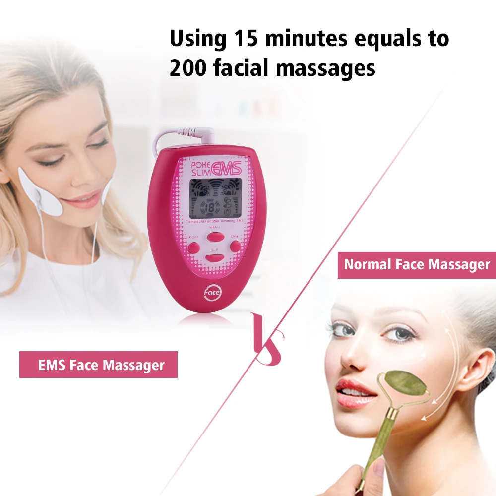 Electric Slimming Facial Massager V-Face Trainer Jaw Exerciser EMS Face Body Pulse Muscle Stimulator With Electrode Pads Newest