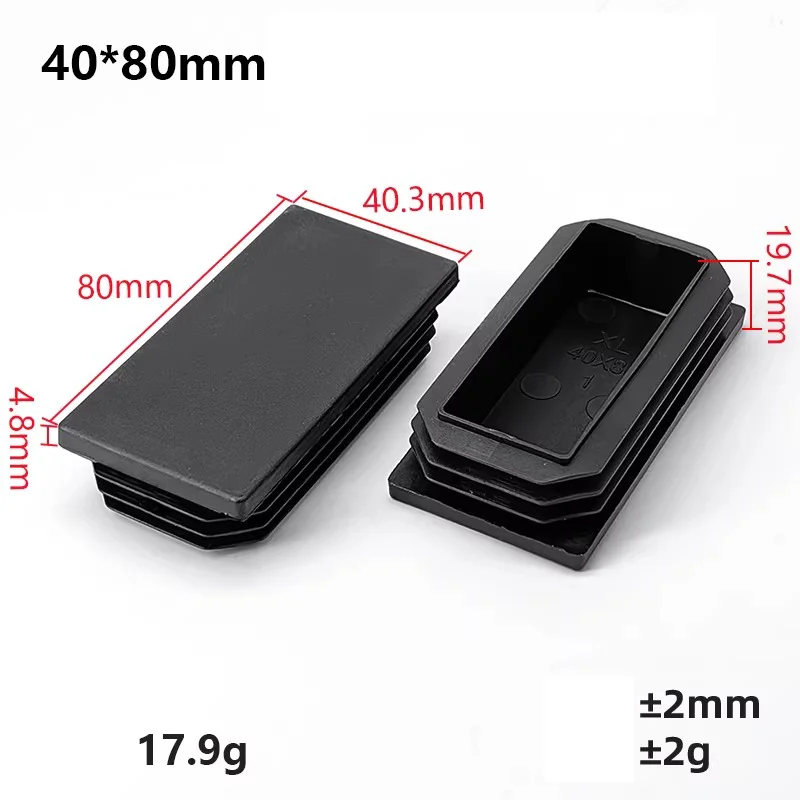 10pcs 40*80mm 4x8cm White Tube Plugs Square Tube Outer Rubber Covers Chair Stool Leg Protectors for Dining Table Furniture