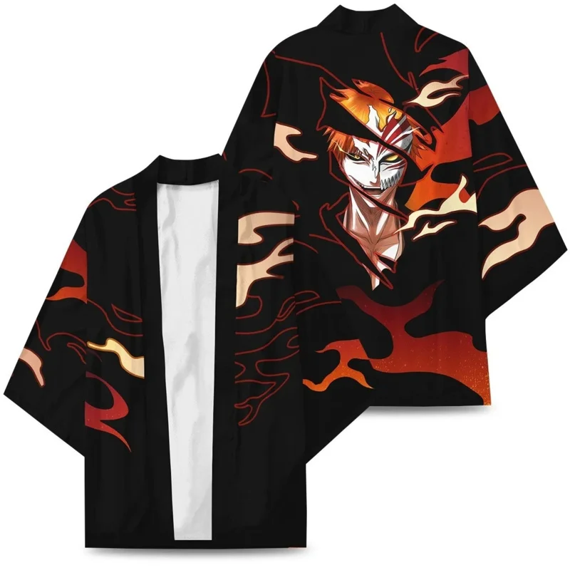 New Anime BLEACH Kurosaki ichigo Kimono Inoue Orihime Cosplay Costumes Haori Teens Jacket Bathrobe Cardigan Cloak Pajamas Top JS