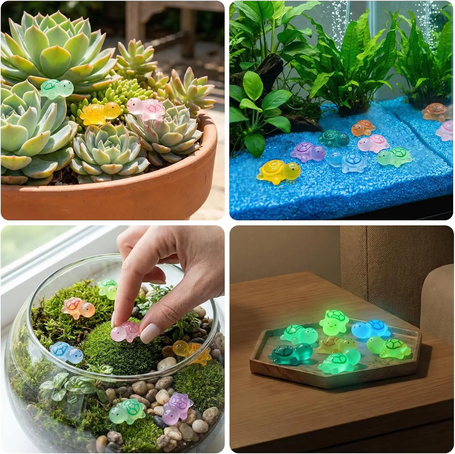50 Pcs Luminous Resin Turtle Tiny Turtle Figurines Moss Landscape Dollhouse Garden DIY Terrarium Craft Decoration (Random Color) view 6