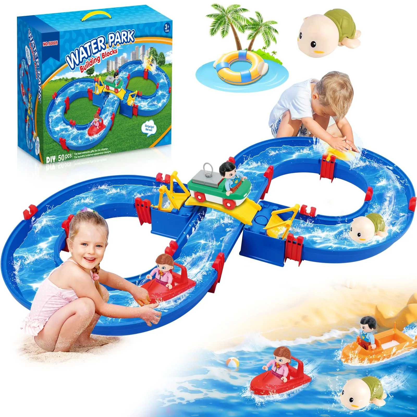 Giochi da tavolo per acquatici all'aperto per bambini, set di 50 giocattoli da spiaggia fai-da-te, prato, giocattoli per via navigabile in piscina, adatti per ragazzi e gi