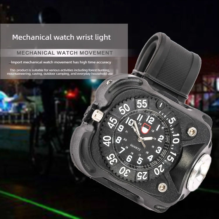Outdoor tactical wrist light watch LED strong light flashlight rechargeable long-range multifunctional waterproof portable light