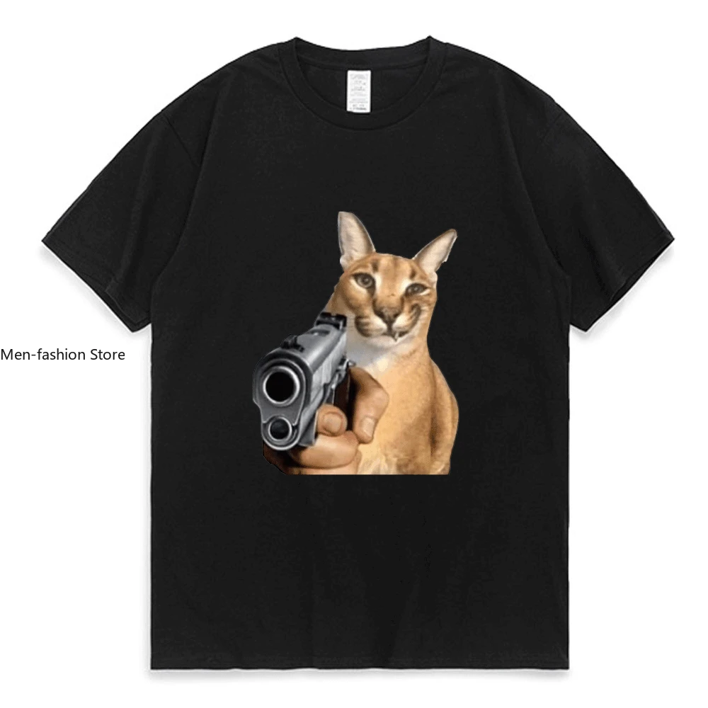 Funny Big Floppa Gun TShirt for Men Summer Fashion Short Sleeve Tshirts  Women Streetwear Full of Personality Hip Hop T Shirt