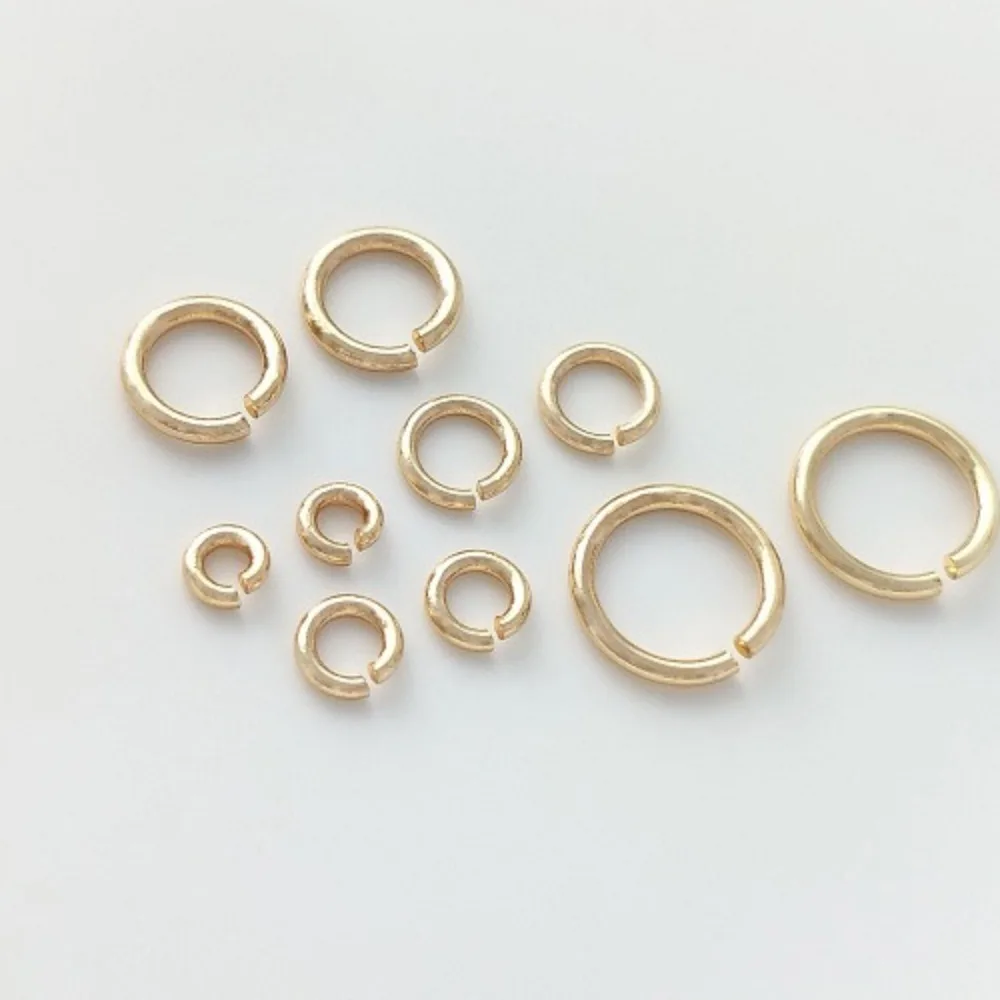 

Rough 14K Gold Color Rough Open Ring Handmade Single Ring Bracelet Necklace Connecting Ring Jewelry Material Accessories
