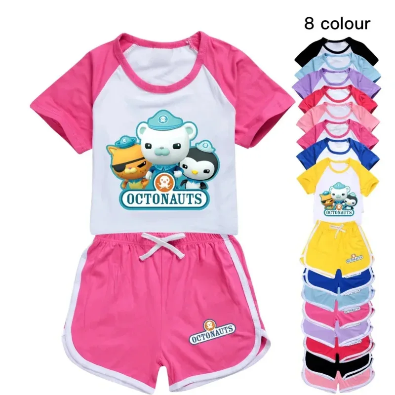 Filme octonauts bebê crianças roupas casuais esporte terno para meninos menina manga curta topos tshirt calças define crianças pijamas outfit