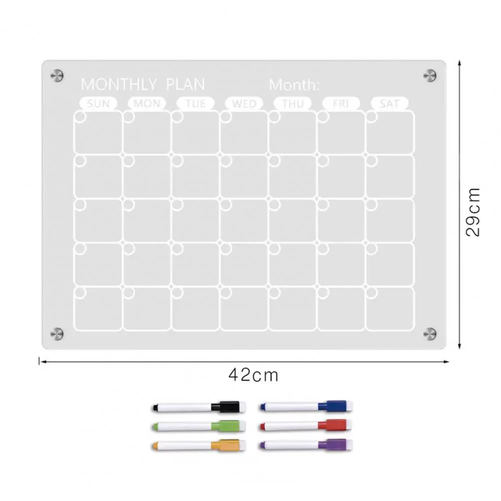 6色マーカー付き磁気カレンダーホワイトボード、アクリル冷蔵庫、家族の計画、制御メッセージボードのスケジュール、1セット