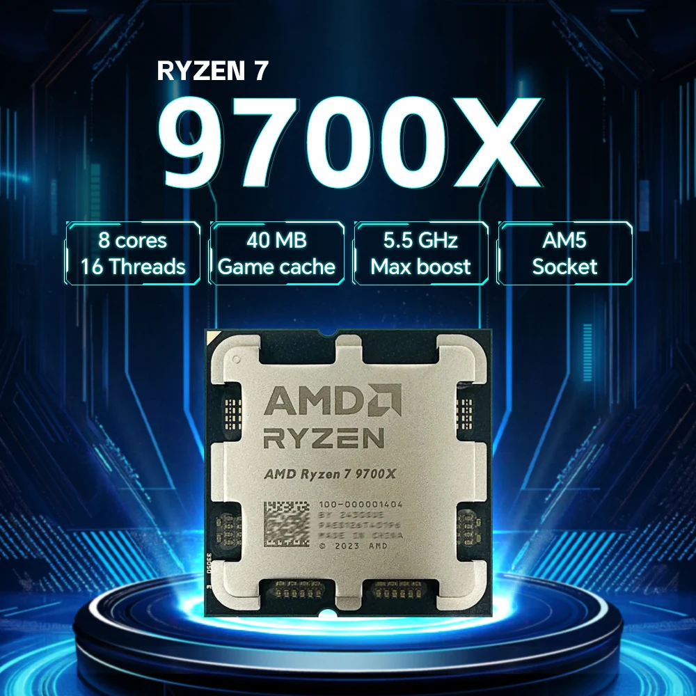 

AMD Ryzen 7 9700X 3.8GHz 8-Core 16-Thread DDR5 L3=32M 4NM Processor 65W Socket AM5 NEW R7 9700X but without fan