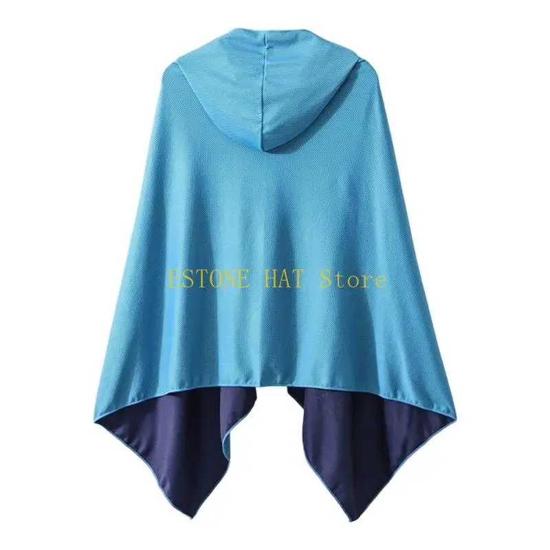 49MF Oversized Cooling Hooded Beach Towel Super Absorbent Microfiber Quick Dry for Women Men Kids Water Activities